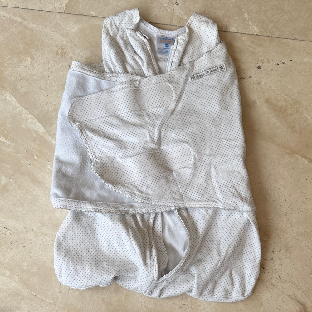 Halo White Swaddle with Gray Dots